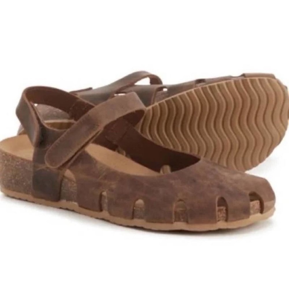 BioNatura leather Solo Mary Jane Closed Toe Sandals Sz 40 boho lagenlook